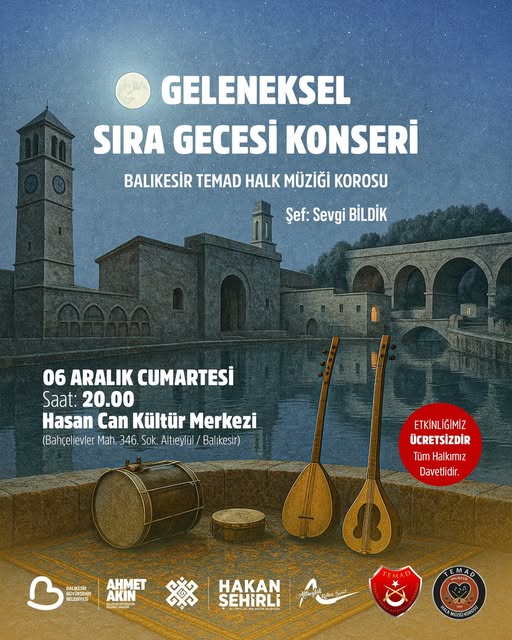 Altıeylül'de Geleneksel Sıra Gecesi: Türkülerle Dostluk Buluşması