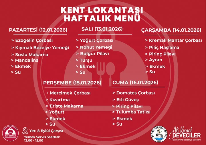 Burhaniye Belediyesi Kent Lokantası 16 Ocak'a Kadar Hafta İçi Hizmet Veriyor