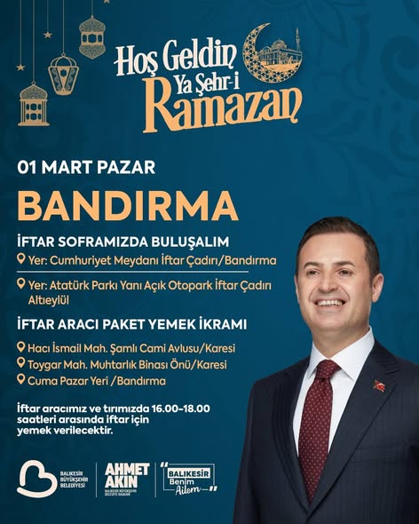 Bandırma'da Cumhuriyet Meydanı'nda İftar Sofrası Kuruluyor