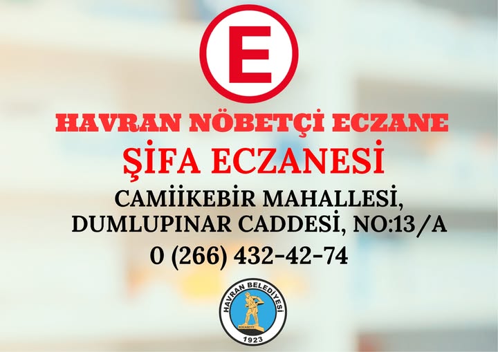 Havran'da Bugün Nöbetçi Eczane: Şifa Eczanesi Hizmet Veriyor