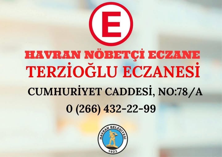 Havran'da Bugün Nöbetçi Eczane: Terzioğlu Eczanesi
