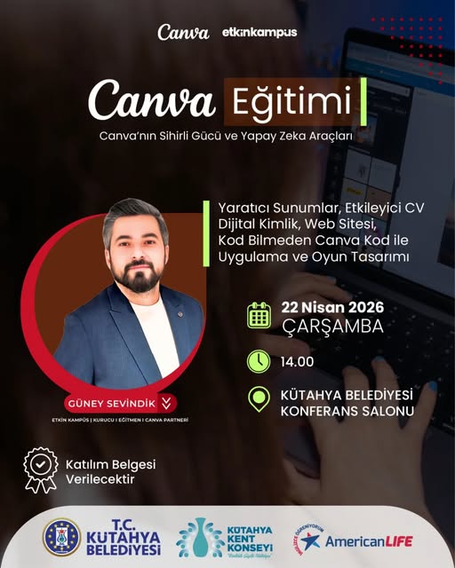 Kütahya'da Ücretsiz Canva Eğitimi: Yapay Zeka Destekli Tasarım İmkanı
