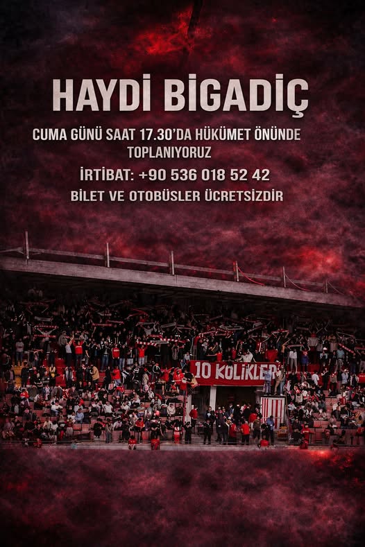 Bigadiç'ten Balıkesirspor'a Ücretsiz Ulaşım Desteği: Eskişehir Maçına Büyük Katılım Bekleniyor