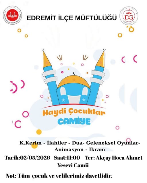 Akçay Camii Çocuk Buluşmaları: Veli-Çocuk Katılımı Bekleniyor