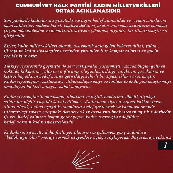 CHP'li Kadın Milletvekillerinden Ortak Açıklama: Ensar Aytekin'den Destek