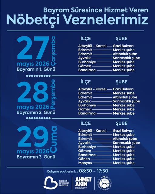BASKİ'den Bayram Mesajı: Nöbetçi Vezneler Hizmette