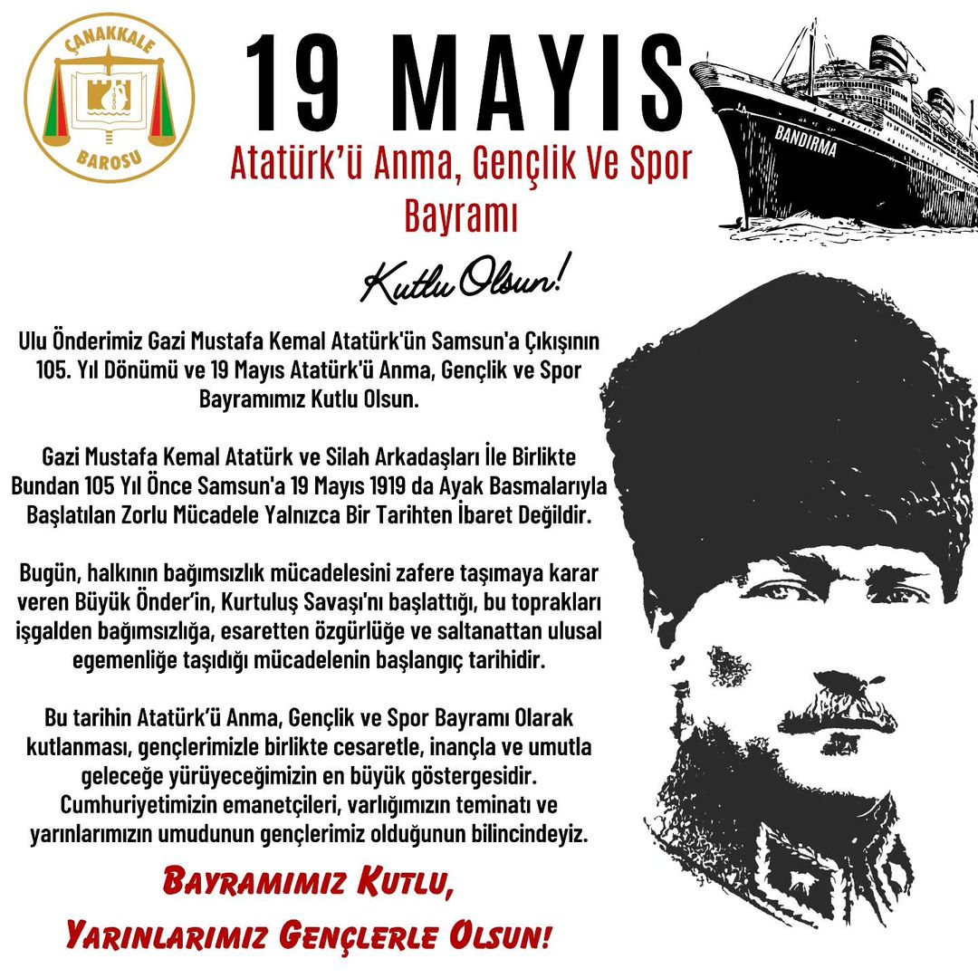 Çanakkale Barosu, 19 Mayıs Atatürk'ü Anma, Gençlik ve Spor Bayramı'nı kutladı