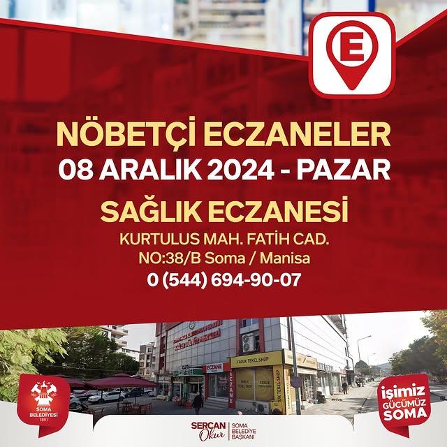 Bugün Soma'da Nöbetçi Eczane Hizmette