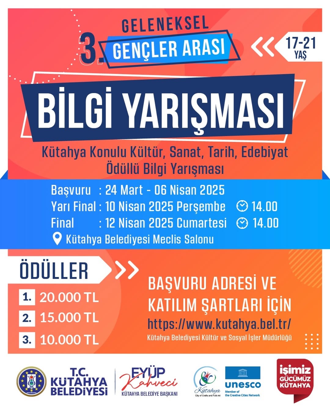 Kütahya Belediyesi Gençleri Kültür Yarışmasına Davet Ediyor