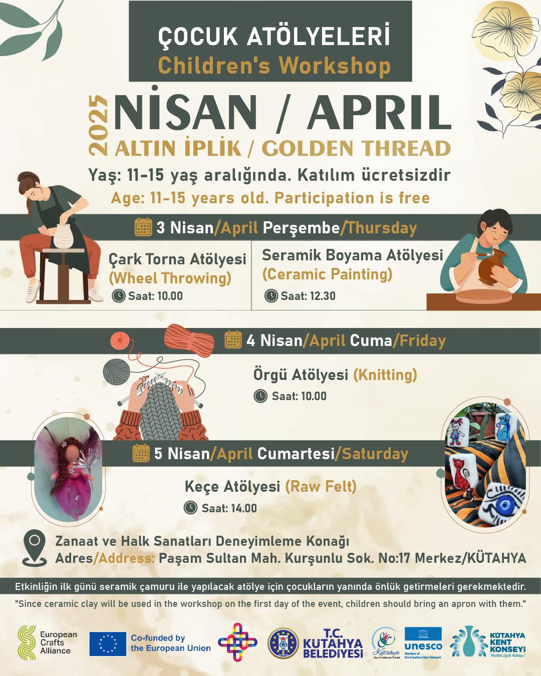 Kütahya'da Çocuklar İçin El Sanatları Atölyeleri Başlıyor