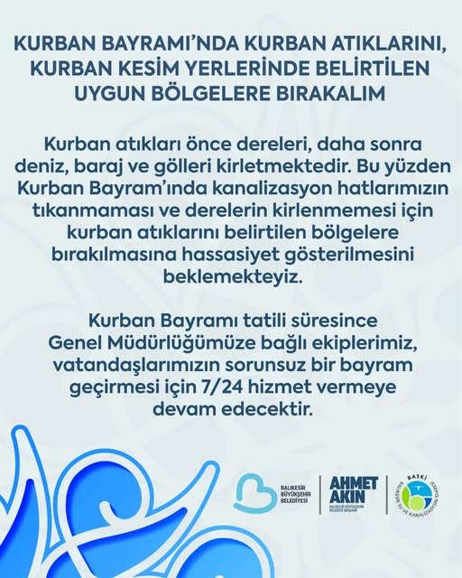 Kurban Atıklarının Doğru Yönetimi İçin BASKİ Uyarısı