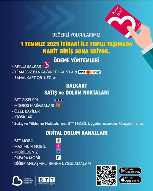 Balıkesir'de Toplu Taşımada Nakit Ödeme Dönemi Sona Erdi