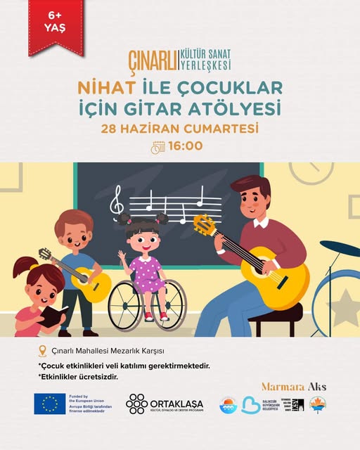 Çınarlı'da Çocuklar Gitarla Tanışacak: Müzik Atölyesi Düzenleniyor