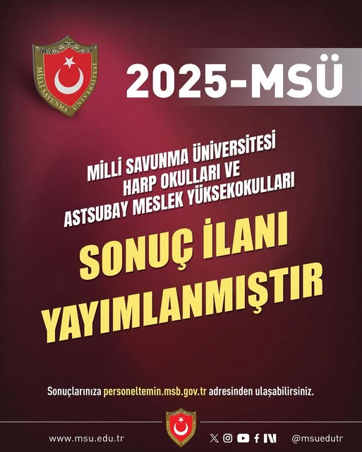 MSB, 2025 Askeri Öğrenci Alım Sonuçlarını Açıkladı