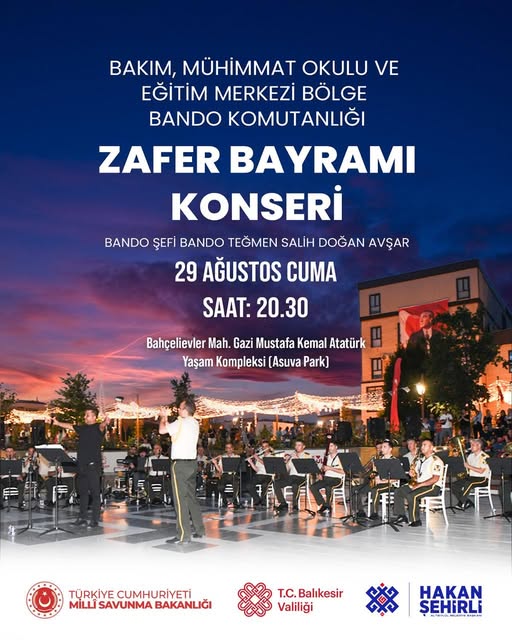 Altıeylül'de Zafer Bayramı Konseri: Atatürk Yaşam Kompleksi Asuva Park'ta Muhteşem Bando Şöleni