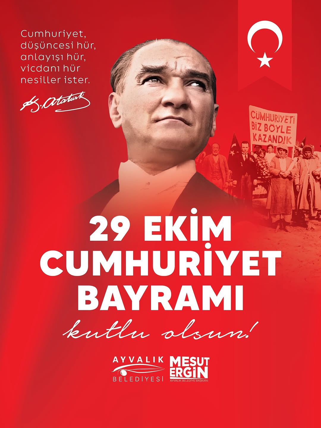 Ayvalık Belediyesi'nden Cumhuriyet Bayramı Mesajı: