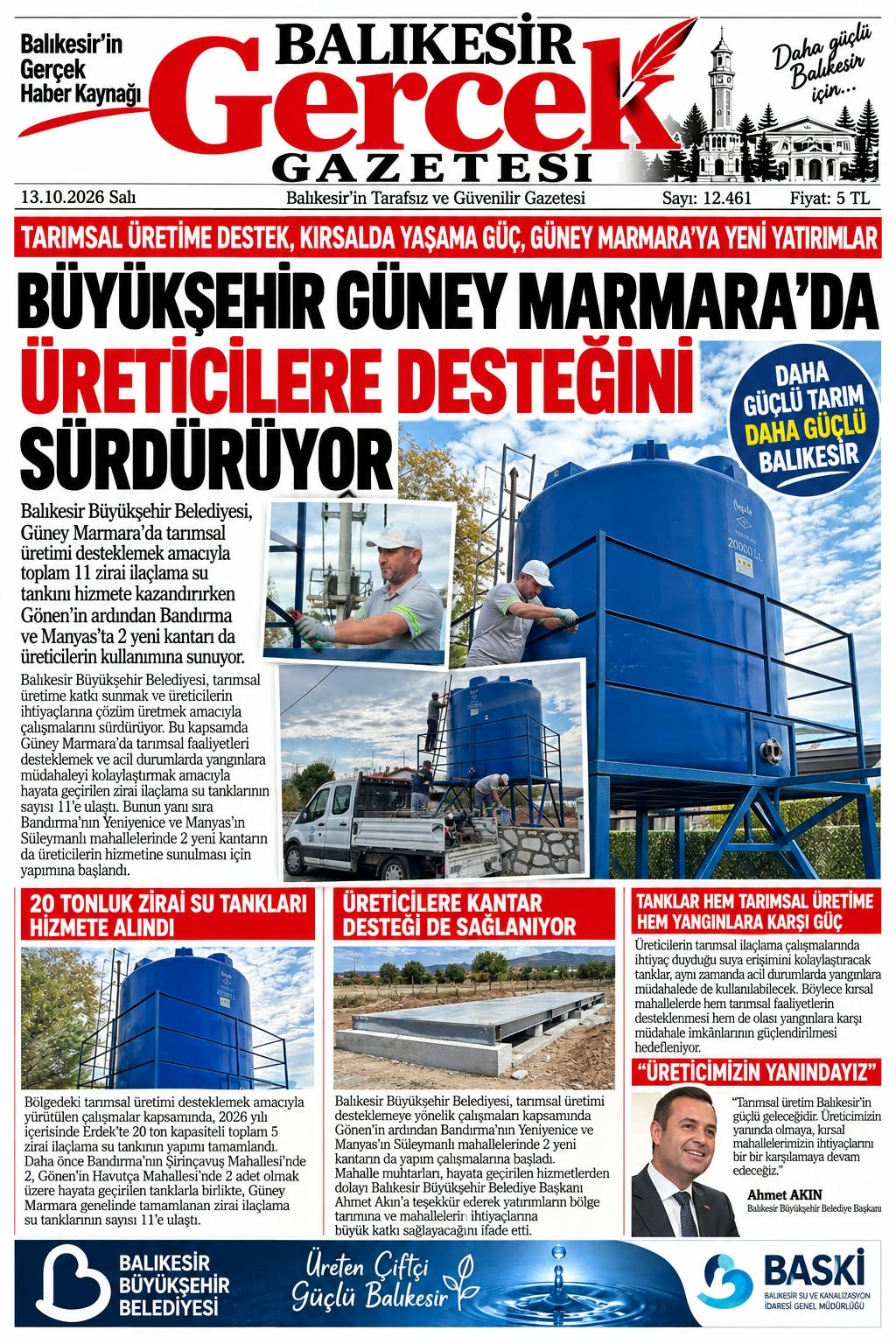 Büyükşehir Güney Marmara’da üreticilere desteğini sürdürüyor